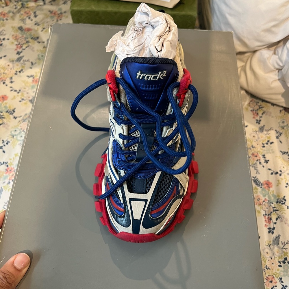 Trac Blue and Red Chunky Sneakers